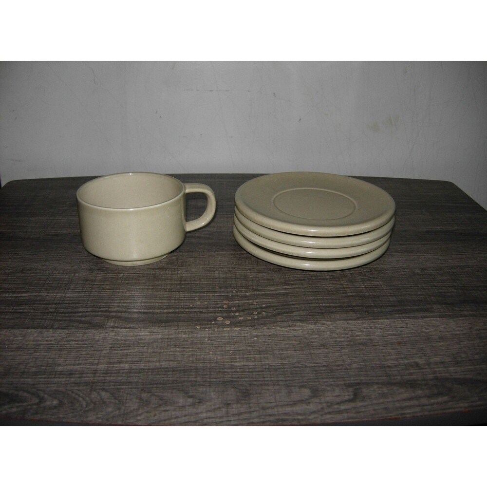 Pfaltzgraff Light Sage Green Cup & 4 Saucers